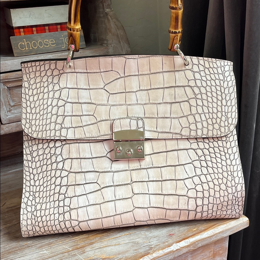 🤍 Claudia Firenze Vintage Leather Handbag with Shoulder Strap Large White Cream